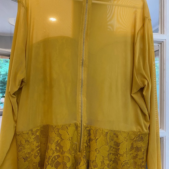 long sleeve sheer sleeve and back lace sweet heart shape ruffle top - Picture 14 of 14